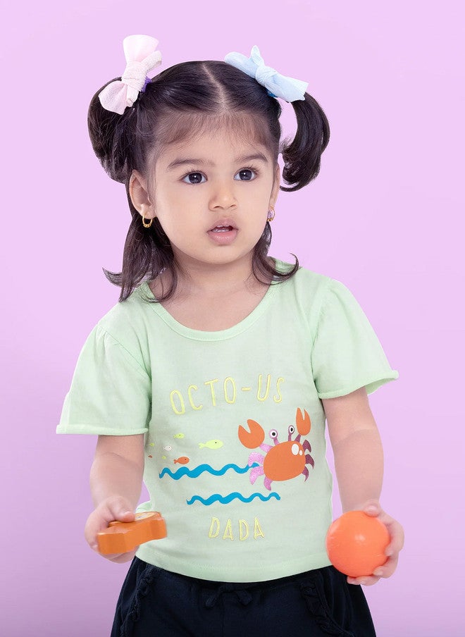 BONTOTS Infant Girls Octo-Us Dada Printed Organic Cotton T-Shirt - Image 1